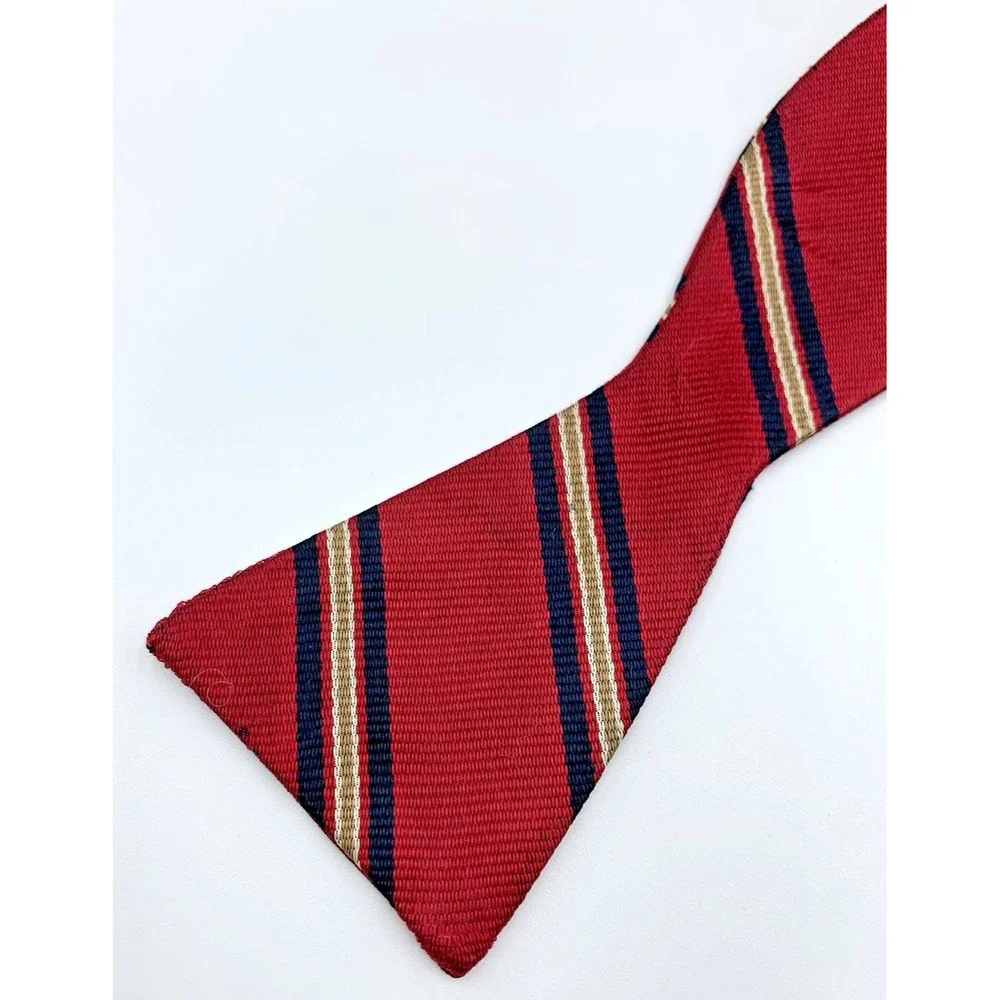 Vintage Men's‎ 100% Repp Silk Striped Butterfly Bow Tie Adjustable
